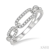 1/5 Ctw Round Cut Diamond Paperclip Ladies Ring in 14K White Gold