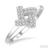 1/10 Ctw Petite Interwoven Round Cut Diamond Fashion Ring in 10K White Gold