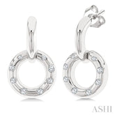 1/6 Ctw Suspended Circle Round Cut Diamond Fashion Earring in 10K White Gold