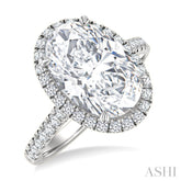 1/2 Ctw Oval Shape Round Cut Diamond Halo Semi-Mount Engagement Ring in 14K White Gold