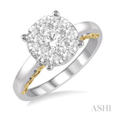 1 Ctw Round Diamond Lovebright Solitaire Style Engagement Ring in 14K White and Yellow Gold