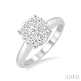 1/3 Ctw Lovebright Round Cut Diamond Bridal Ring in 14K White Gold