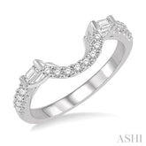 1/3 Ctw Arched Center Baguette & Round Cut Diamond Wedding Band in 14K White Gold