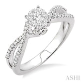3/8 Ctw Round Cut Diamond Lovebright Engagement Ring in 14K White Gold
