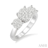 3/4 Ctw Triple Circular Head Lovebright Round Cut Diamond Ring in 14K White Gold