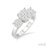 1/2 Ctw Triple Circular Head Lovebright Round Cut Diamond Ring in 14K White Gold