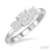 1/3 Ctw Triple Circular Head Lovebright Round Cut Diamond Ring in 14K White Gold
