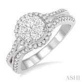 3/4 Ctw Diamond Lovebright Diamond Engagement Ring in 14K White Gold