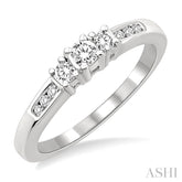 1/4 Ctw Nine Stone Round Cut Diamond Engagement Ring in 14K White Gold