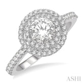 5/8 Ctw Semi-Mount Round Cut Diamond Engagement Ring in 14K White Gold
