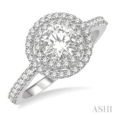 5/8 Ctw Round Cut Diamond Semi-Mount Engagement Ring in 14K White Gold