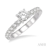 3/4 Ctw Round Cut Diamond Semi-Mount Engagement Ring in 14K White Gold