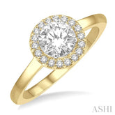 5/8 Ctw Round Cut Diamond Ladies Engagement Ring with 1/2 Ct Round Cut Center Stone in 14K Yellow and White Gold