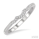 1/10 Ctw Curved Center Round Cut Diamond Wedding Band in 14K White Gold