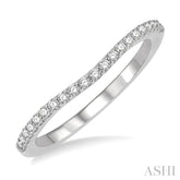 1/6 Ctw Curved Center Round Cut Diamond Wedding Band in 14K White Gold