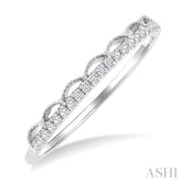 1/10 Ctw Scalloped Window Round Cut Diamond Stackable Fashion Band in 14K White Gold
