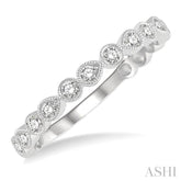 1/3 Ctw Lattice Circular and Pear Shape Mount Round Cut Diamond Stackable Band in 14K White Gold
