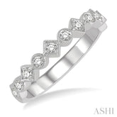 1/4 Ctw Circular and Princess Mount Round Cut Diamond Stackable Band in 14K White Gold