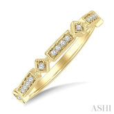 1/10 Ctw Bar & Kite Shaped Mount Link Round Cut Diamond Stackable Fashion Band in 10K Yellow Gold