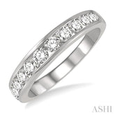 3/4 Ctw Channel Set 11 Stone Round Cut Diamond Wedding Band in 14K White Gold
