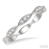 1/10 Ctw Marquise Lattice Round Cut Diamond Stackable Band in 14K White Gold