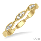 1/10 Ctw Marquise Lattice Round Cut Diamond Stackable Band in 14K Yellow Gold