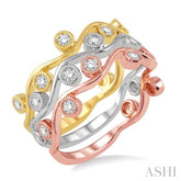 1/3 Ctw Round Cut Diamond Triple Stackable Band Set in 14K White, Yellow and Rose Gold