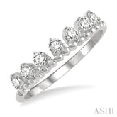1/3 Ctw Lined Circular Mount Round Cut Diamond Fashion Stackable Band in 14K White Gold
