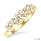 1/3 Ctw Scatter Baguette and Round Cut Diamond Stackable Fashion Band in 10K Yellow Gold
