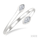 1/5 Ctw Split Single Coil Bezel Set Marquise Cut Diamond Open Fashion Ring in 14K White Gold