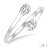1/5 Ctw Split Single Coil Bezel Set Marquise Cut Diamond Open Fashion Ring in 14K White Gold