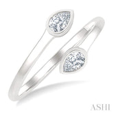 1/5 Ctw Split Single Coil Bezel Set Pear Cut Diamond Open Fashion Ring in 14K White Gold