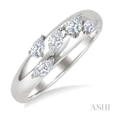 1/2 Ctw 5-Stone Pear and Marquise Cut Diamond Fashion Bold Band in 14K White Gold