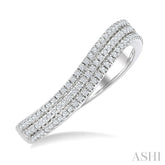 1/3 Ctw Curvy Triple Row Round Cut Diamond Fashion Band in 14K White Gold
