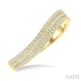 1/3 Ctw Curvy Triple Row Round Cut Diamond Fashion Band in 10K Yellow Gold
