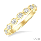 3/4 Ctw East-West Set Oval Cut Bezel Diamond Stackable Fashion Band in 14K Yellow Gold