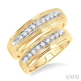 1/4 Ctw Round Cut Diamond Duos Ring Set in 10K Yellow Gold