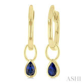 5x3 MM Bezel Set Pear Cut Sapphire Precious Fashion Huggie Earrings in 14K Yellow Gold
