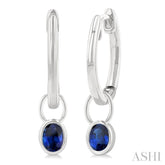 5x3 MM Bezel Set Oval Cut Sapphire Precious Fashion Huggie Earrings in 10K White Gold