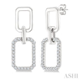 1/3 Ctw Octagonal Shape Link Round Cut Diamond Fashion Earring in 10K White Gold