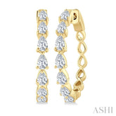 1 1/2 Ctw North-South Pear Shape Diamond Fashion Hoop Earring in 14K Yellow Gold