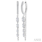 3/4 Ctw Marquise and Round Cut Diamond Journey Long Chain Fashion Earrings in 14K White Gold