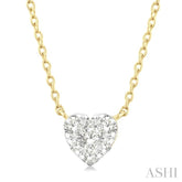 1/10 Ctw Lovebright Petite Heart Shape Round Cut Diamond Fashion Pendant With Chain in 10K Yellow Gold