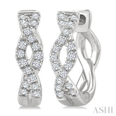 1/6 Ctw Entwined Round Cut Diamond Huggie Petite Earrings in 10K White Gold