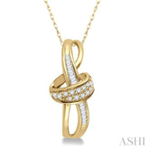 1/6 Ctw Twirl Entwined Baguette & Diamond Pendant With Link Chain in 10K Yellow Gold