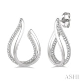 1/5 Ctw Double Panel Open Pear Shape Round Cut Diamond Earrings in 14K White Gold