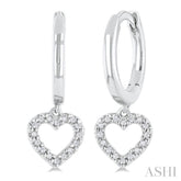 1/10 Ctw Petite Heart Shape Round Cut Diamond Fashion Huggies Earrings in 10K White Gold