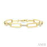 3/4 Ctw Paperclip Link Round Cut Diamond Fashion Bracelet in 14K Yellow Gold