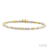 1 Ctw Channel Set Round Cut Diamond Bridge Bracelet in 14K White and Yellow Gold