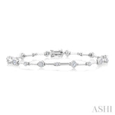 1 1/5 Ctw Mixed Diamond Cut Bar Link Bracelet in 14K White Gold